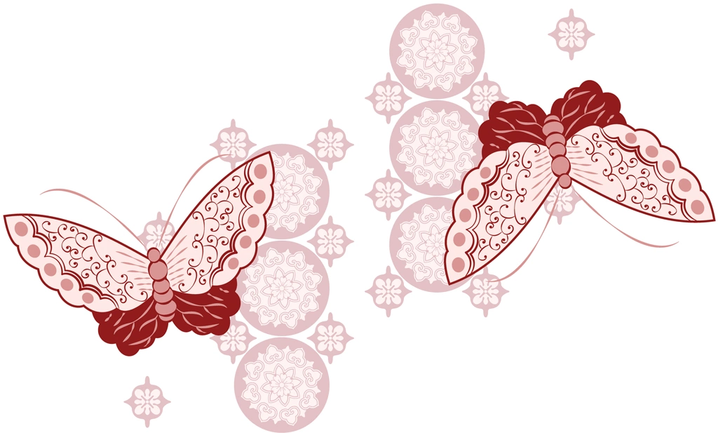 Set of 6 Butterfly Design Illustrations and Vectors | Red and Pink