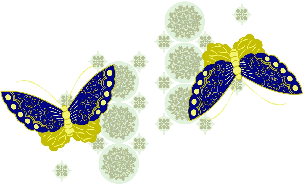 Set of 6 Butterfly Design Illustrations and Vectors | Blue, Yellow and Light Blue