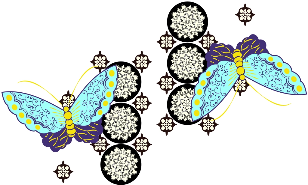 Set of 6 Butterfly Design Illustrations and Vectors | Light Blue, Navy and Black