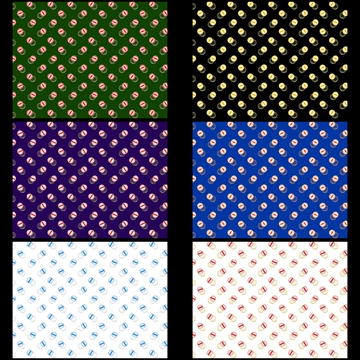 6種類の紙風船柄模様の背景イラストとベクター