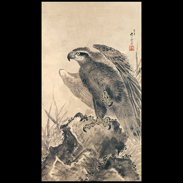 「岩上の鷲図」 河鍋暁斎 （1876年）