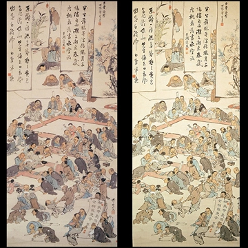 「書画展覧余興之図」 河鍋暁斎 （1881年）