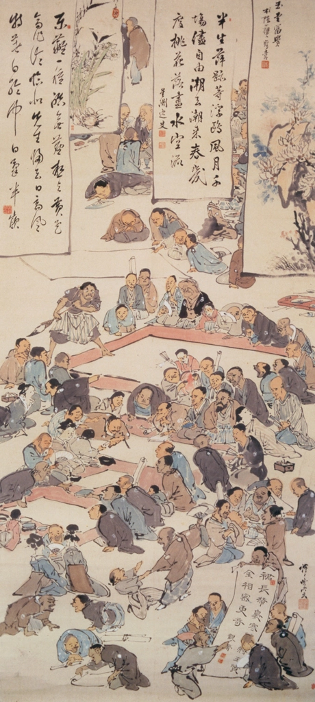 「書画展覧余興之図」 河鍋暁斎 (1881年) | 画鬼・暁斎 KYOSAI 幕末明治のスター絵師と弟子コンドルより