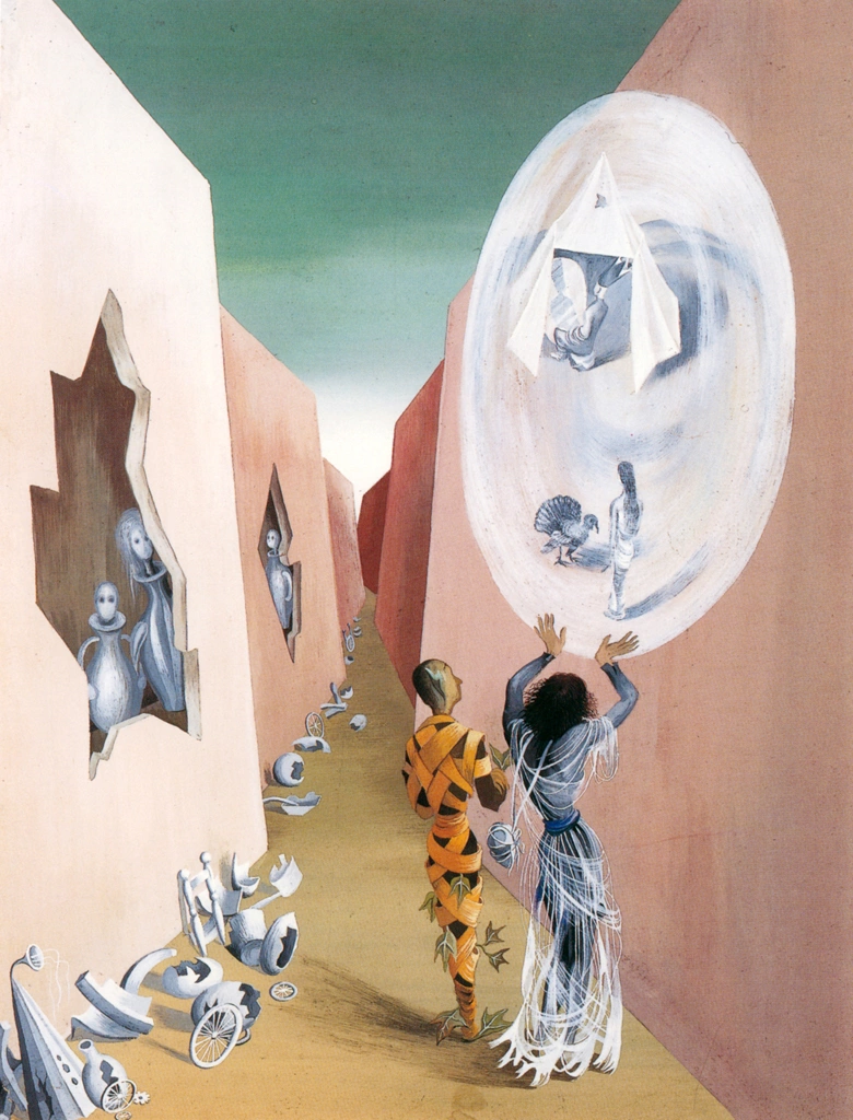 Gitana y arlequín by Remedios Varo (1947) | from Remedios Varo Exhibition Catalog 1999