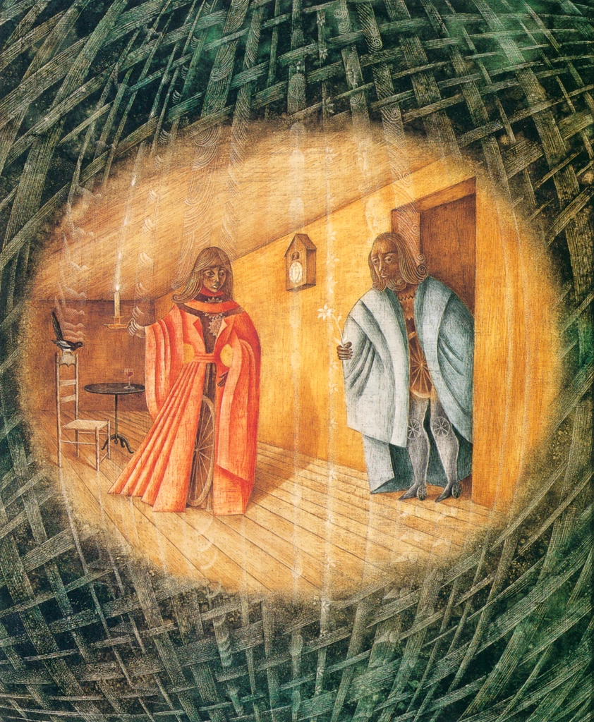 Tejido espacio-tiempo by Remedios Varo (1954) | from Remedios Varo Exhibition Catalog 1999