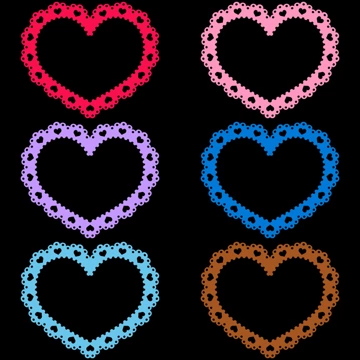 Set of 6 Heart Shaped Lace Frame Illustrations and Vectors #1