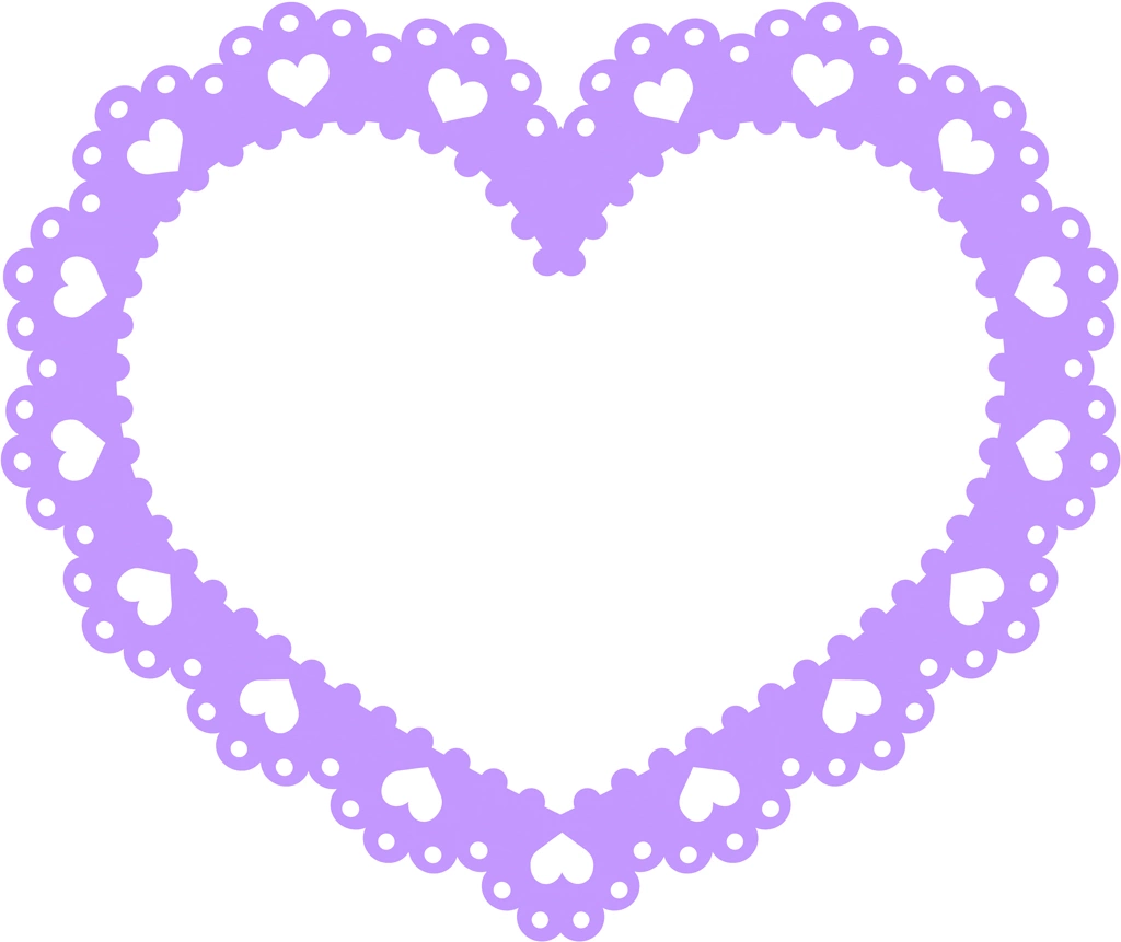 Set of 6 Heart Shaped Lace Frame Illustrations and Vectors #1 | Purple