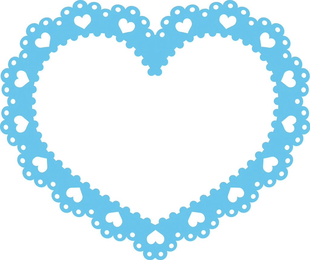 Set of 6 Heart Shaped Lace Frame Illustrations and Vectors #1 | Light Blue