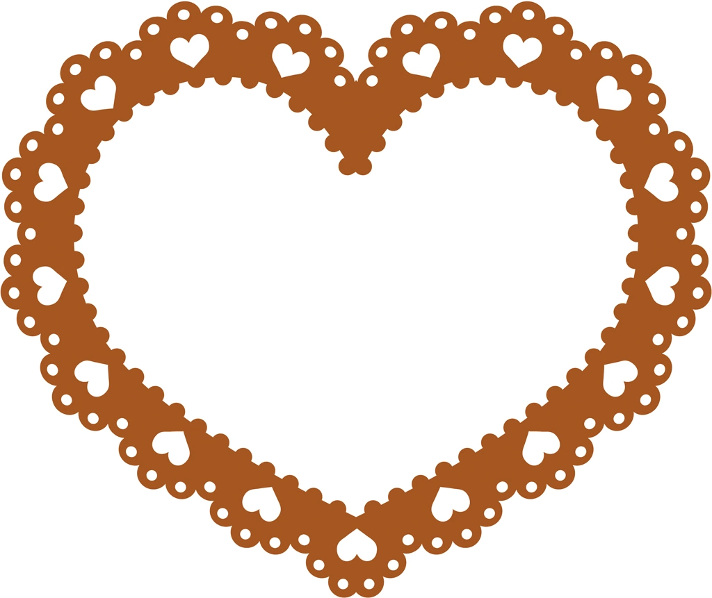 Set of 6 Heart Shaped Lace Frame Illustrations and Vectors #1 | Brown