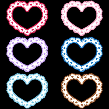 Set of 6 Heart Shaped Lace Frame Illustrations and Vectors #2