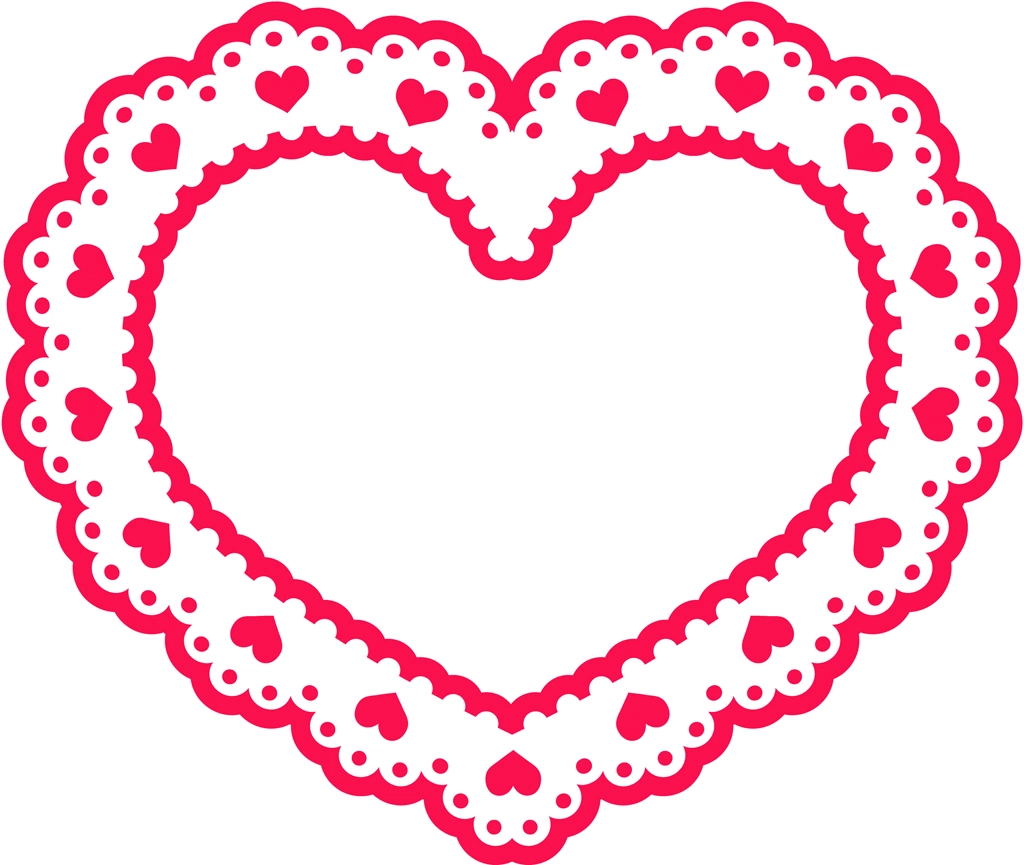 Set of 6 Heart Shaped Lace Frame Illustrations and Vectors #2 | Red