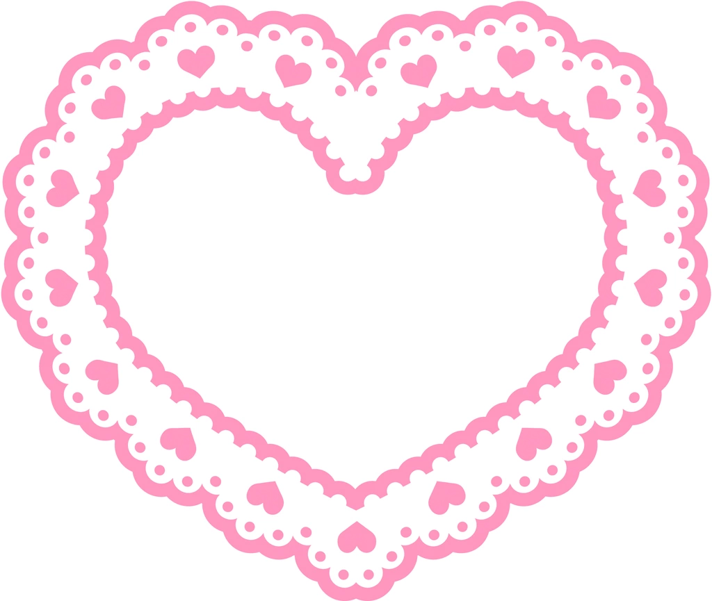 Set of 6 Heart Shaped Lace Frame Illustrations and Vectors #2 | Pink