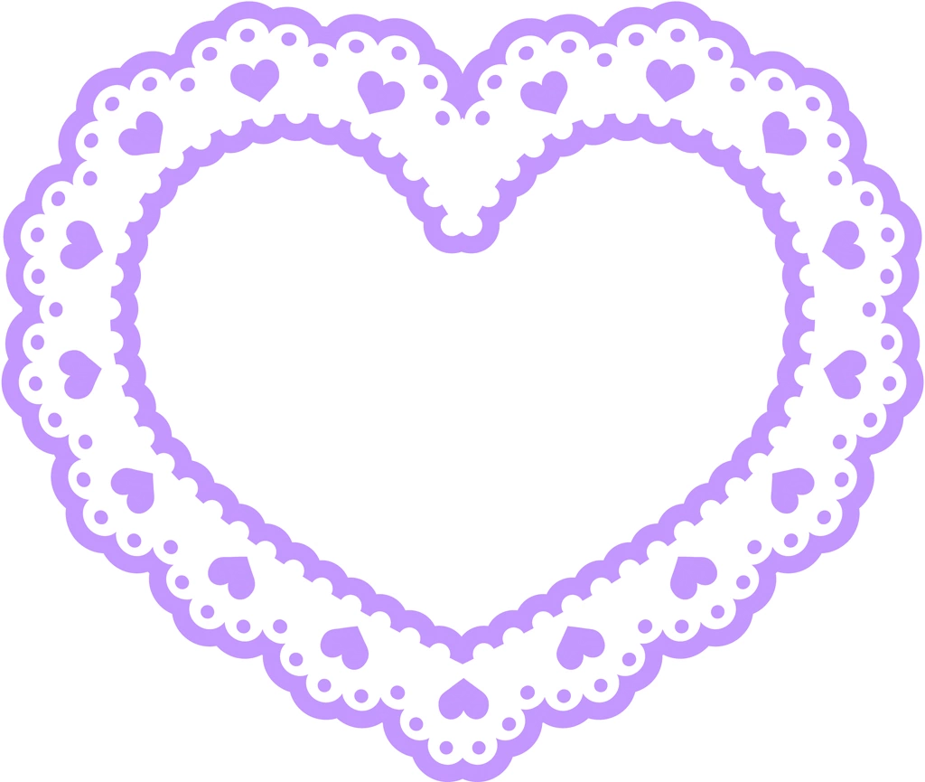 Set of 6 Heart Shaped Lace Frame Illustrations and Vectors #2 | Purple