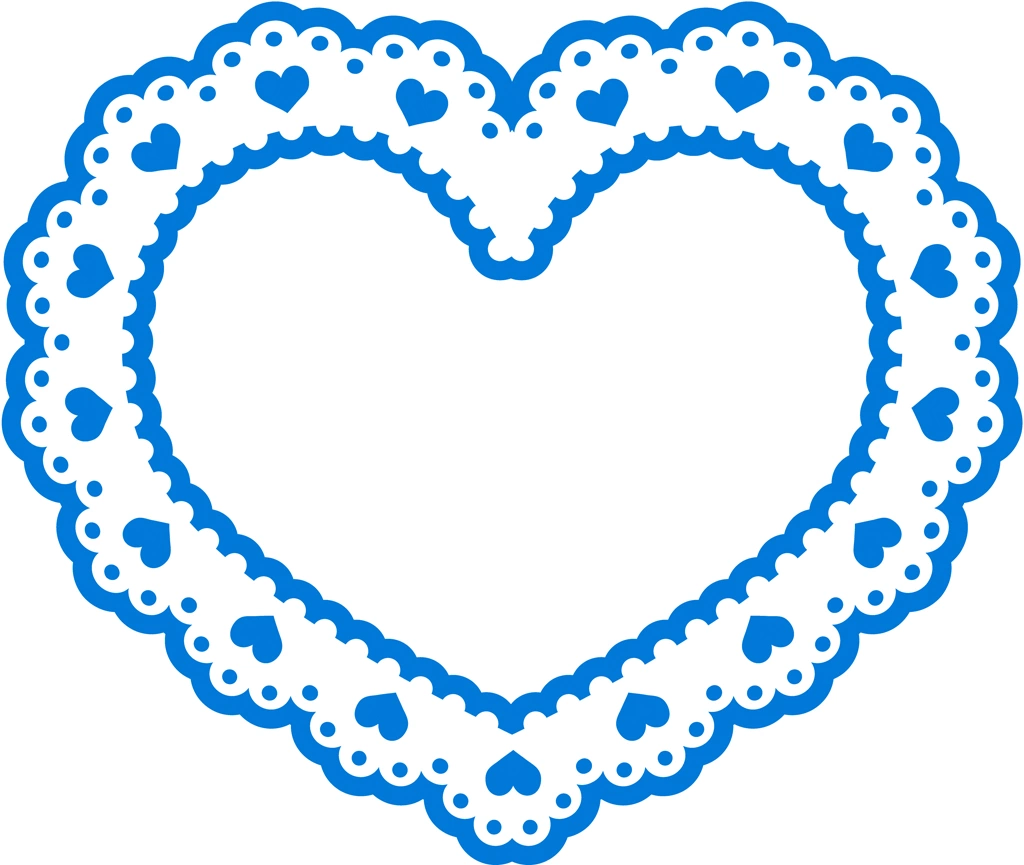 Set of 6 Heart Shaped Lace Frame Illustrations and Vectors #2 | Blue
