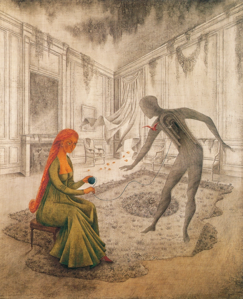 Les feuilles mortes by Remedios Varo (1956) | from Remedios Varo Exhibition Catalog 1999