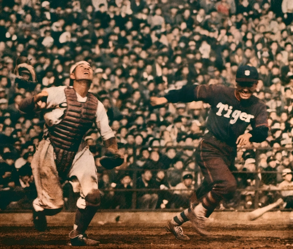 「南海阪神戦より」 三輪誠之助 (1950年) | AIカラー化