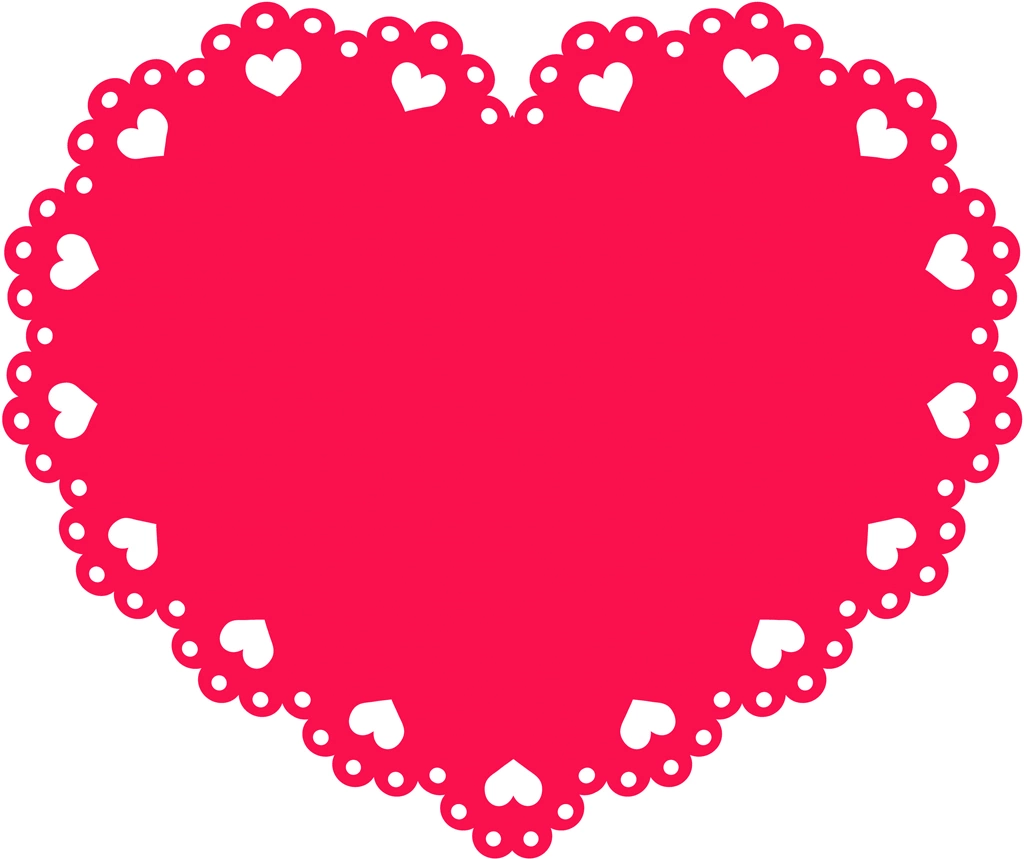 Set of 6 Heart Shaped Lace Illustrations and Vectors #1 | Red