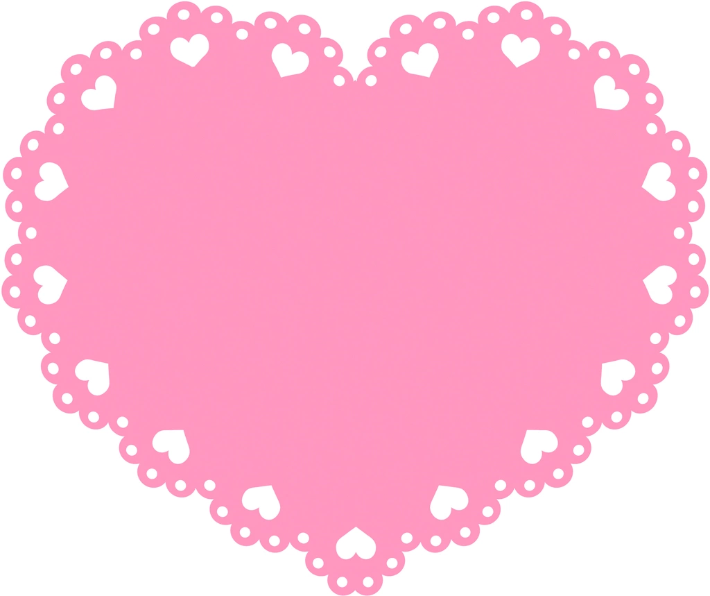 Set of 6 Heart Shaped Lace Illustrations and Vectors #1 | Pink
