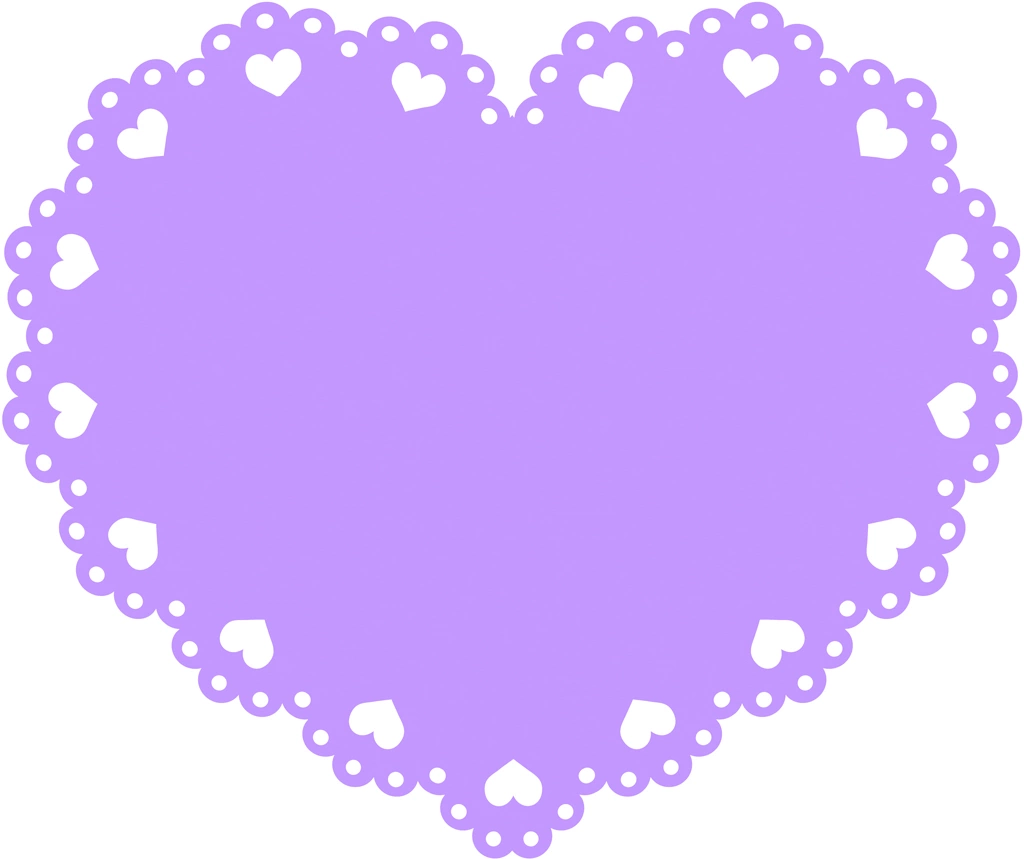 Set of 6 Heart Shaped Lace Illustrations and Vectors #1 | Purple
