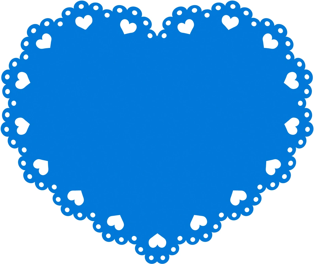 Set of 6 Heart Shaped Lace Illustrations and Vectors #1 | Blue