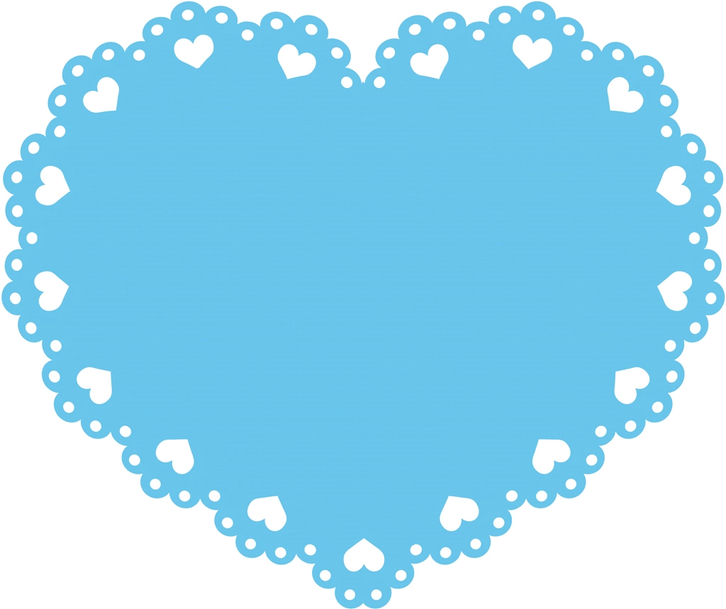 Set of 6 Heart Shaped Lace Illustrations and Vectors #1 | Light Blue