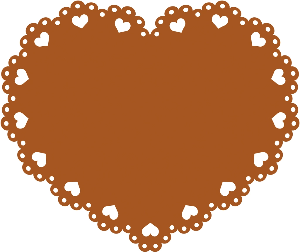 Set of 6 Heart Shaped Lace Illustrations and Vectors #1 | Brown