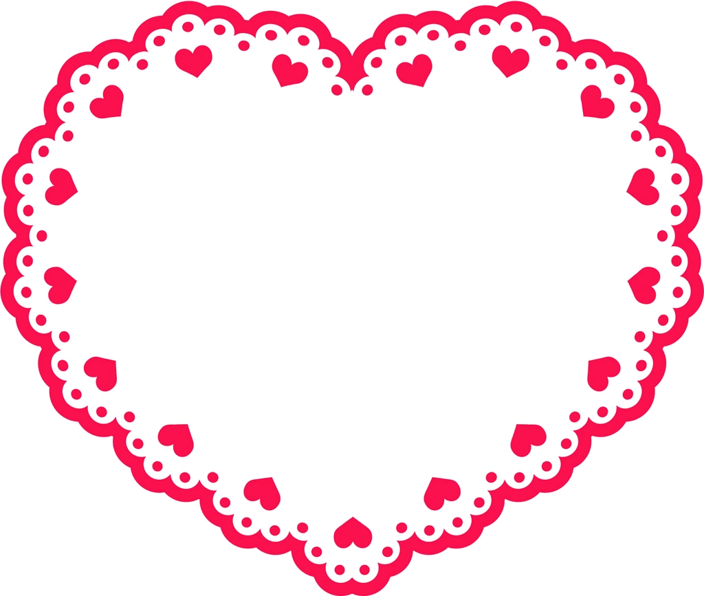 Set of 6 Heart Shaped Lace Illustrations and Vectors #2 | Red