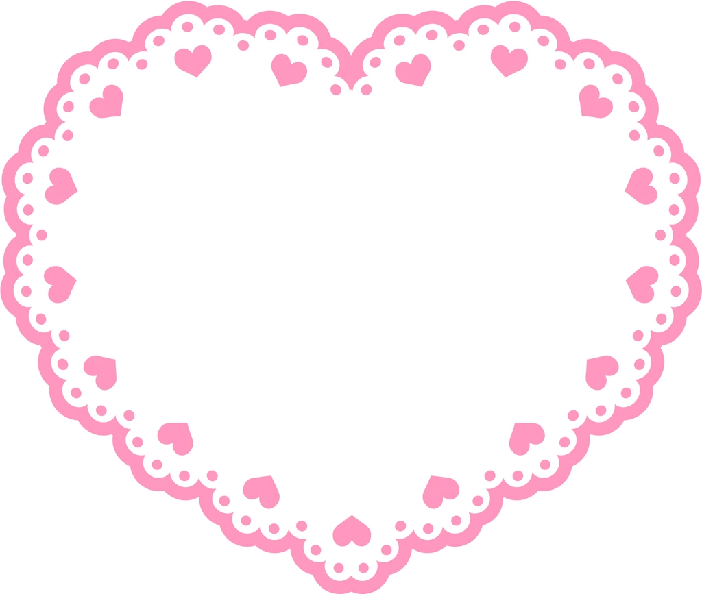 Set of 6 Heart Shaped Lace Illustrations and Vectors #2 | Pink