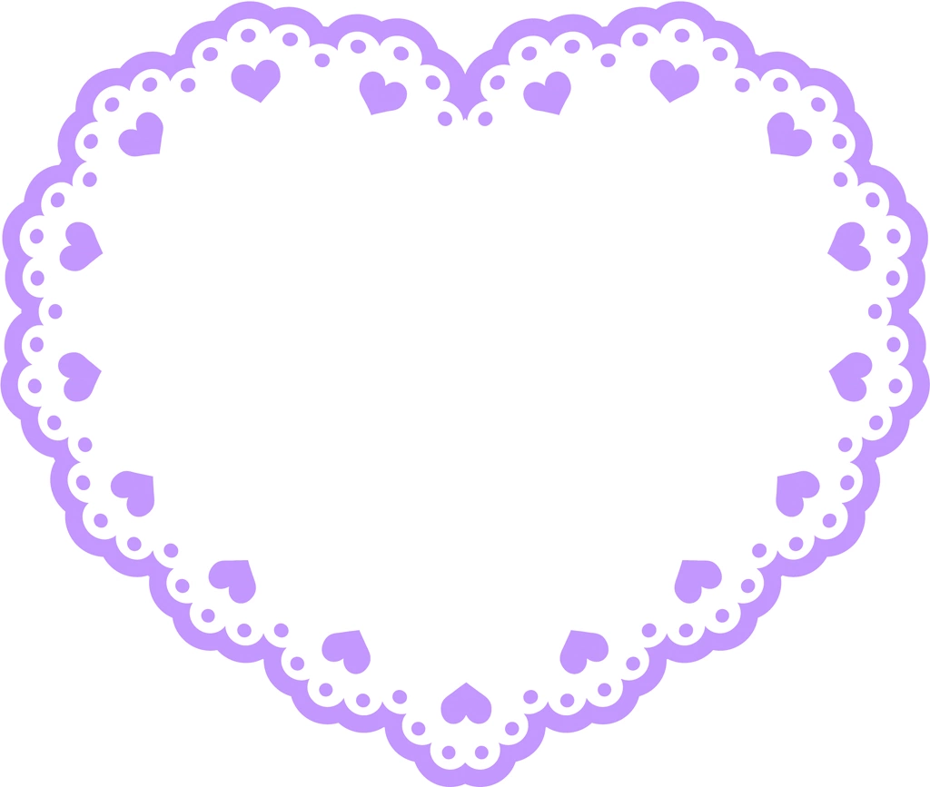 Set of 6 Heart Shaped Lace Illustrations and Vectors #2 | Purple
