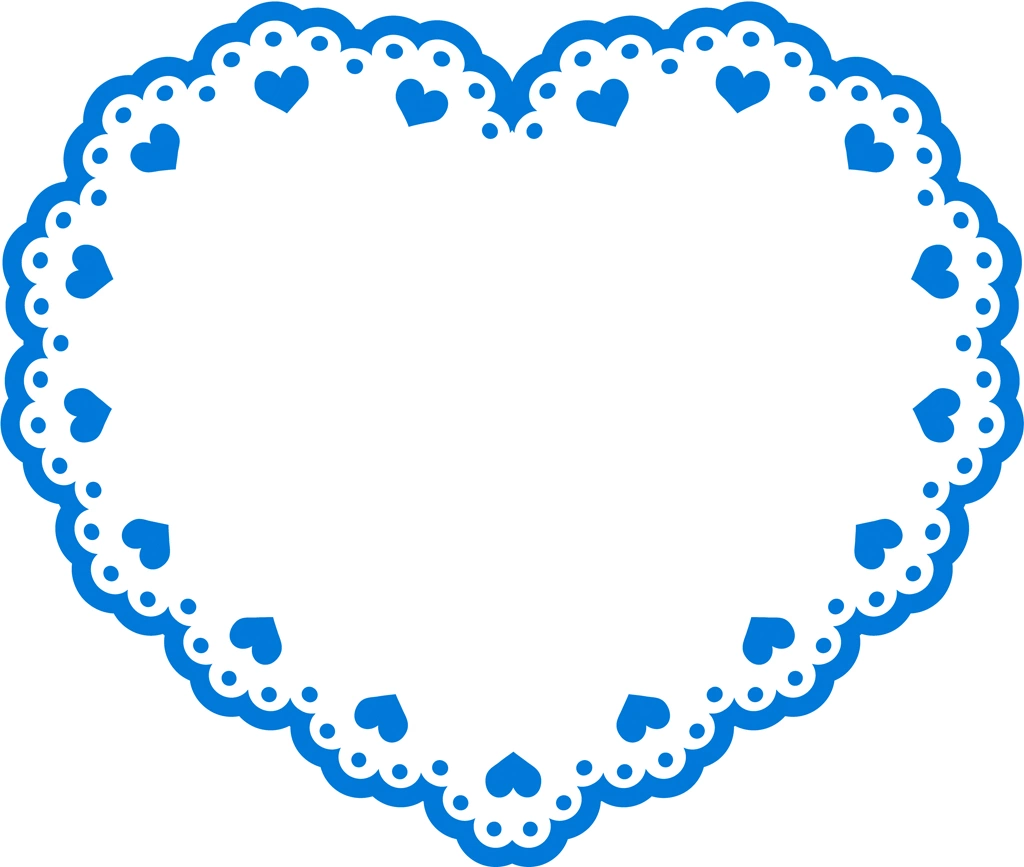 Set of 6 Heart Shaped Lace Illustrations and Vectors #2 | Blue