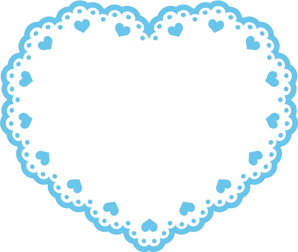 Set of 6 Heart Shaped Lace Illustrations and Vectors #2 | Light Blue