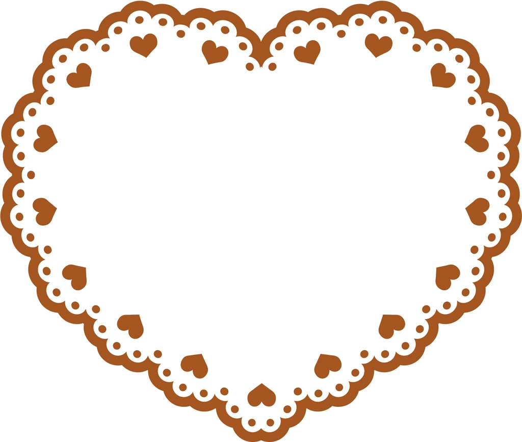 Set of 6 Heart Shaped Lace Illustrations and Vectors #2 | Brown