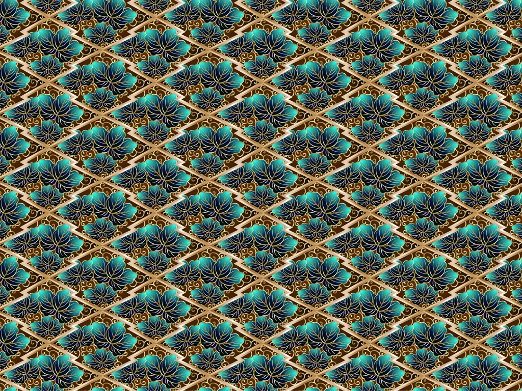 Set of 6 Geometric Paulownia Pattern Background Illustrations and Vectors | Dark Green and Brown