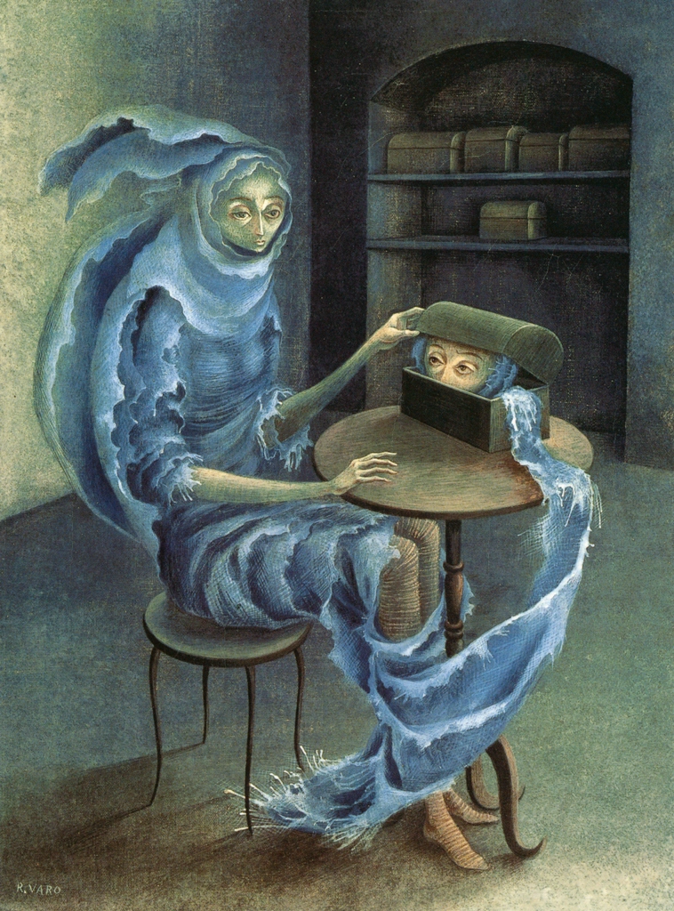 Encuentro by Remedios Varo (1959) | from Remedios Varo Exhibition Catalog 1999