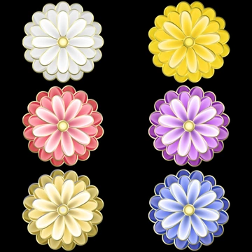 6種類の菊の花の図案イラストとベクター