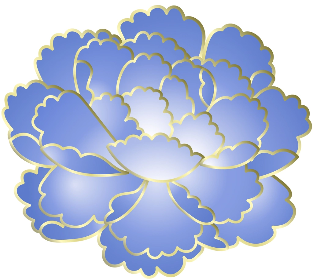 Set of 6 Peony Flower Illustrations and Vectors | Blue