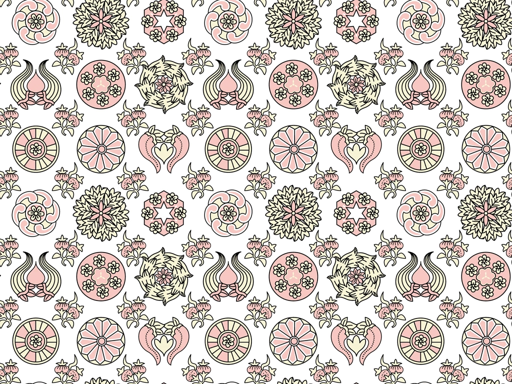 Set of 5 Geometric Chintz Pattern Background Illustrations and Vectors | Pink and White