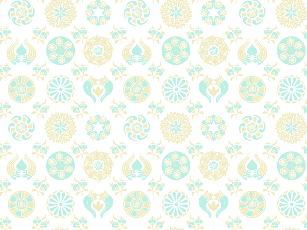 Set of 5 Geometric Chintz Pattern Background Illustrations and Vectors | Light Green and White