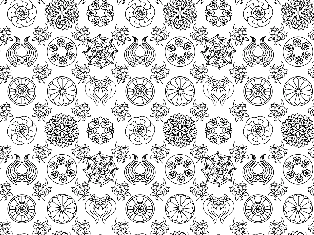 Set of 5 Geometric Chintz Pattern Background Illustrations and Vectors | Black and White
