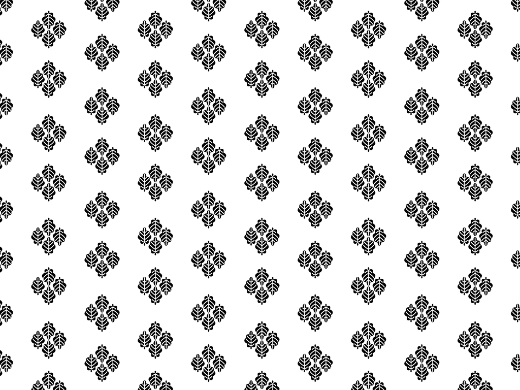 5種類の葉っぱの文様の背景イラストとベクター | 黒色と白色