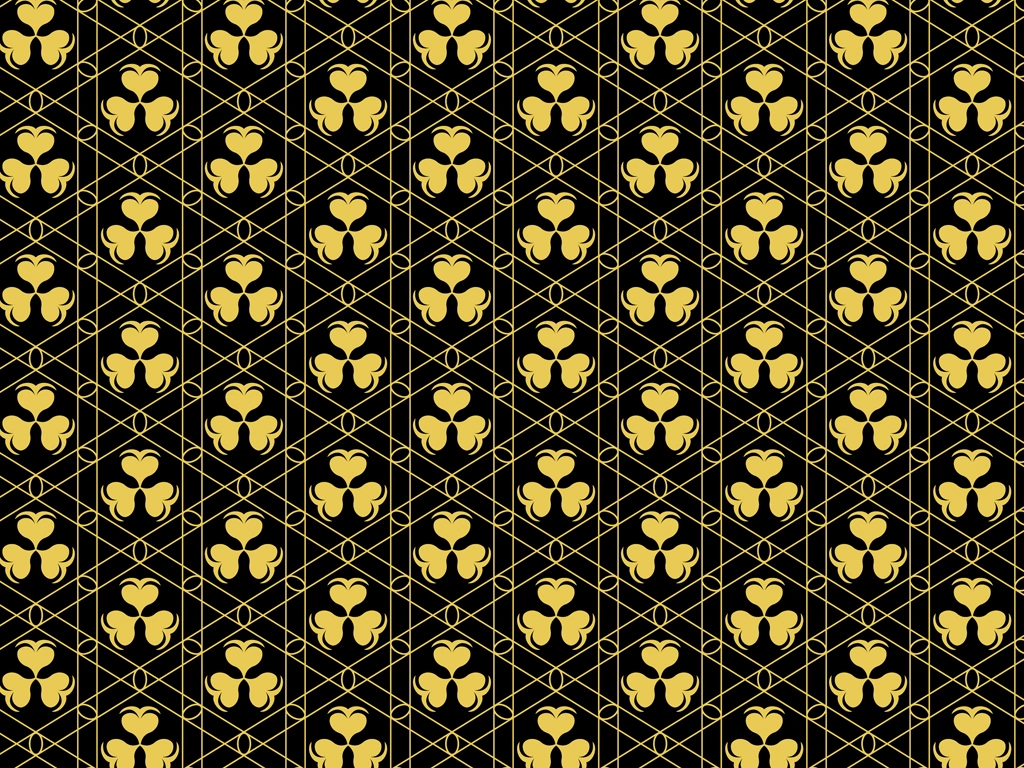 Set of 5 Clover Pattern Background Illustrations and Vectors | Gold and Black
