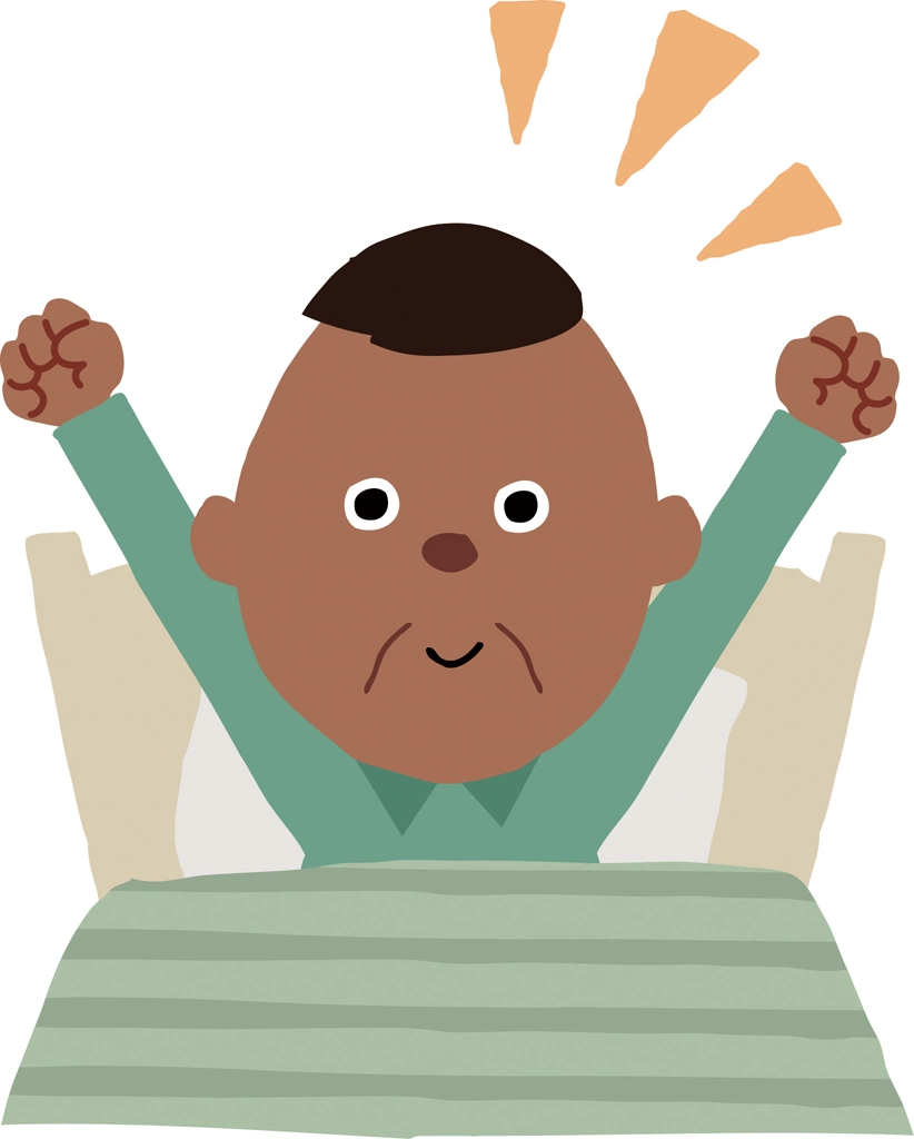 Set of 3 Old Man Waking Up Feeling Refreshed Illustrations and Vectors | Black People