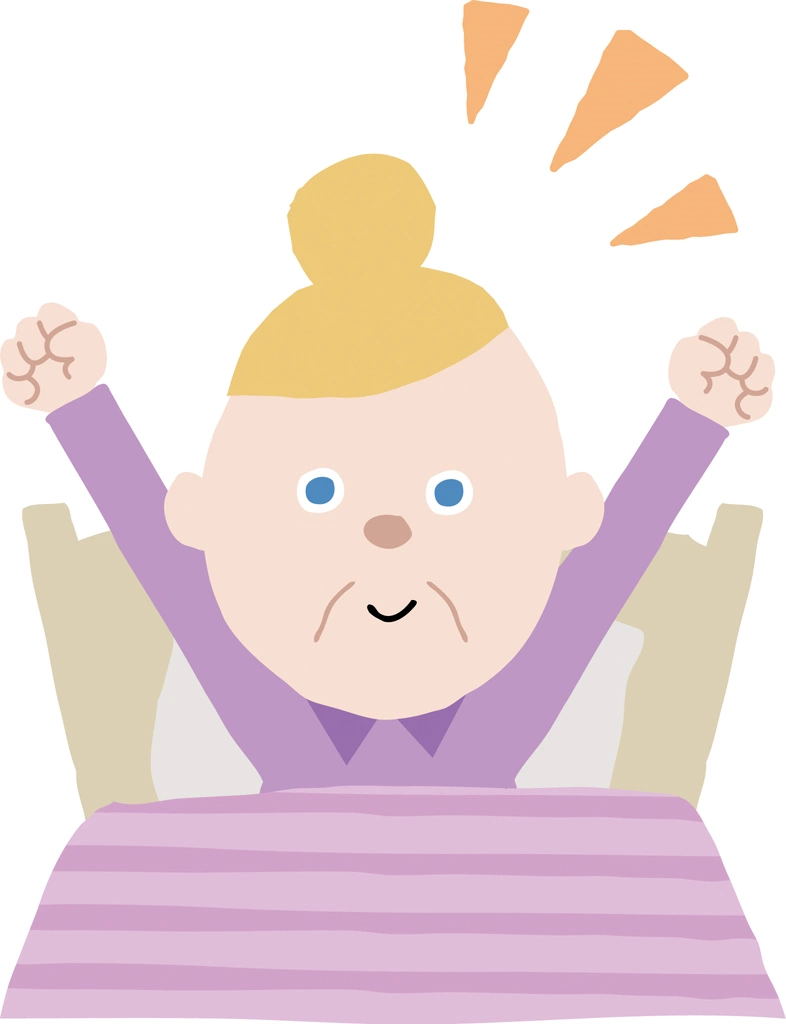 Set of 3 Old Woman Waking Up Feeling Refreshed Illustrations and Vectors | White People