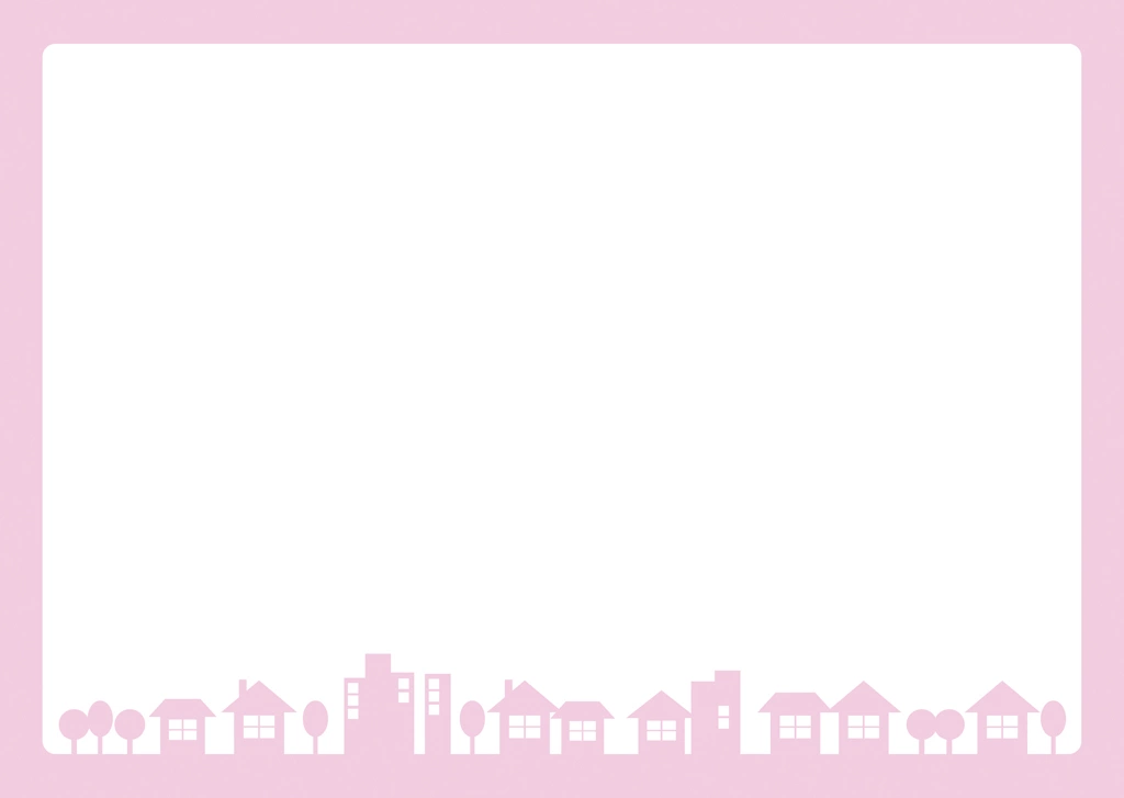 Set of 6 Townscape Frame Illustrations and Vectors | Pink