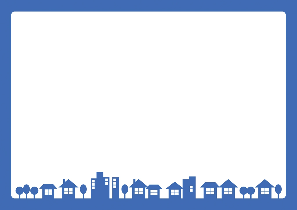 Set of 6 Townscape Frame Illustrations and Vectors | Blue