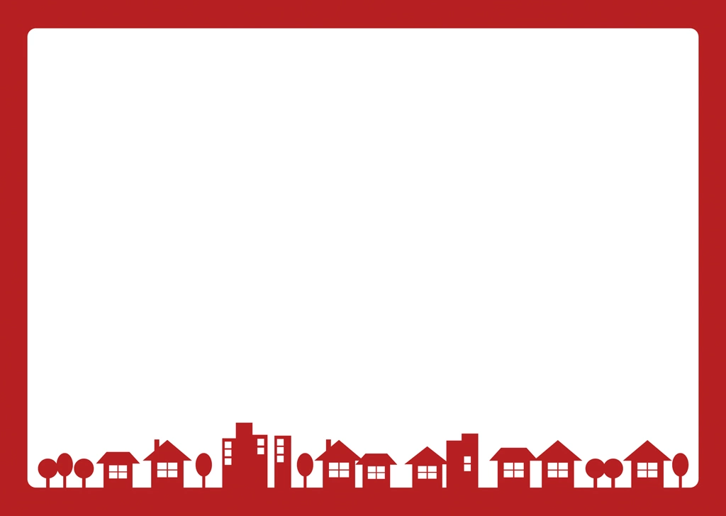 Set of 6 Townscape Frame Illustrations and Vectors | Red