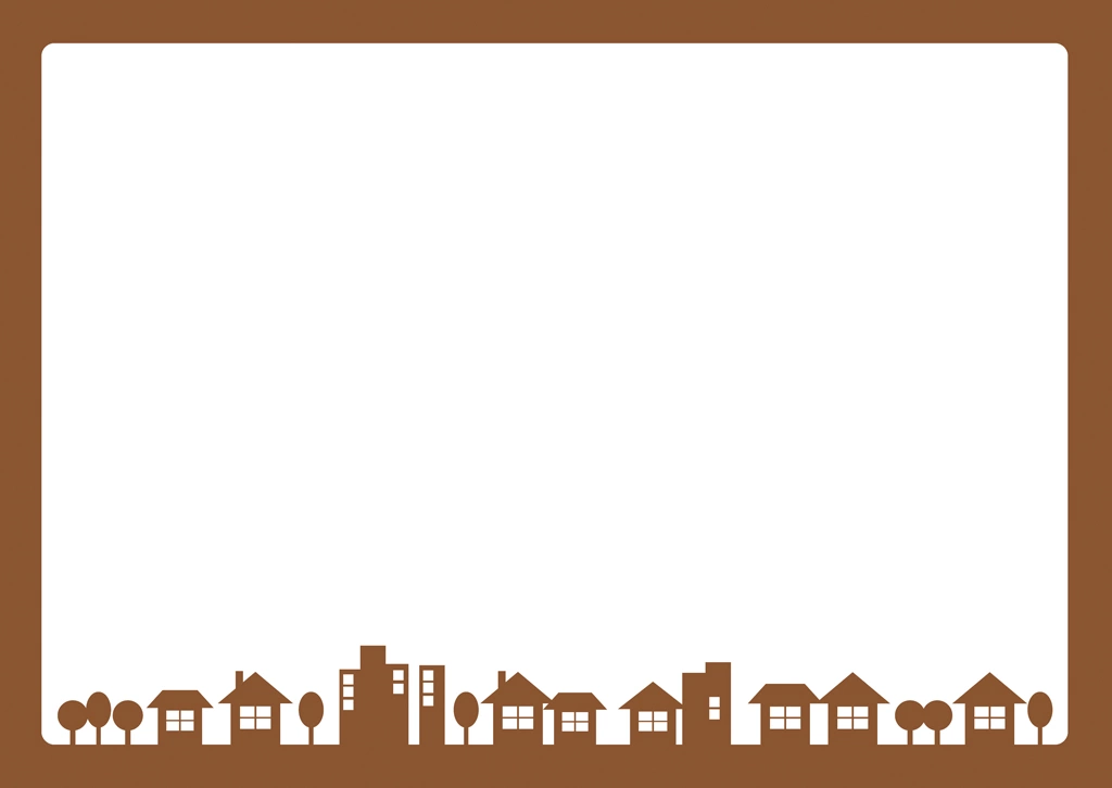 Set of 6 Townscape Frame Illustrations and Vectors | Brown