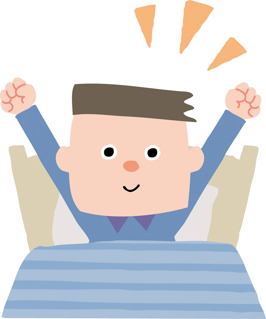 Set of 3 Father Waking Up Feeling Refreshed Illustrations and Vectors | Mongoloid