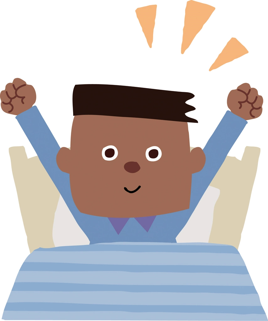 Set of 3 Father Waking Up Feeling Refreshed Illustrations and Vectors | Black People