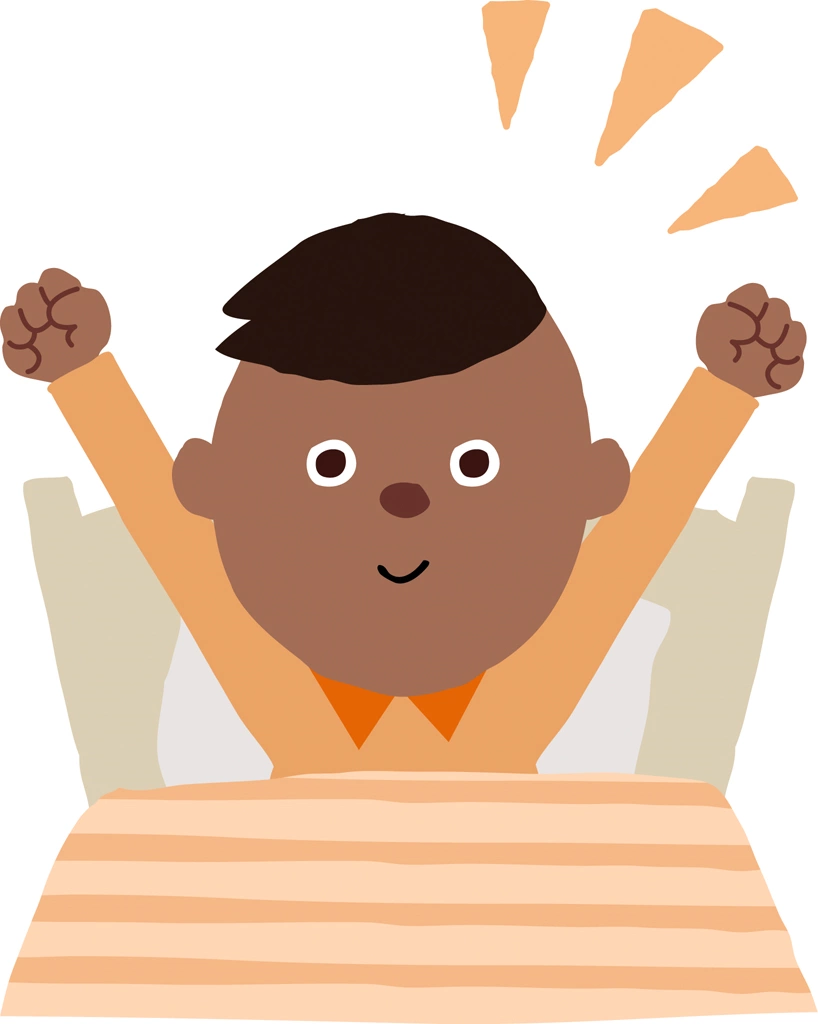 Set of 3 Little Boy Waking Up Feeling Refreshed Illustrations and Vectors | Black People